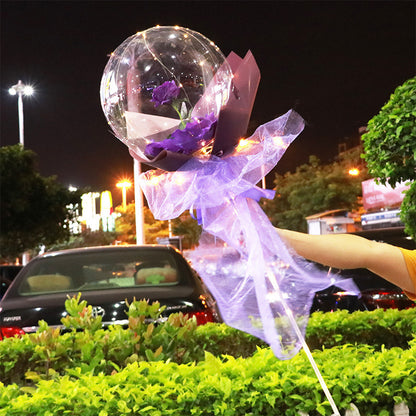 US Local LED Luminous Balloon Rose Bouquet Transparent Bobo Ball Rose