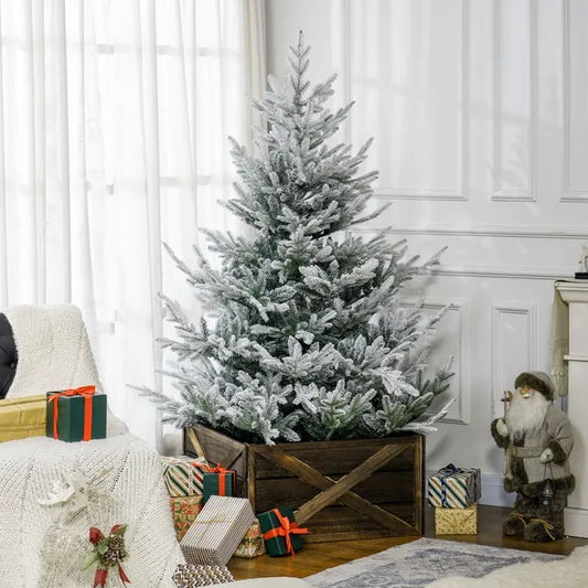 US Local HOMCOM 6 Foot Artificial Christmas Tree, Pine Hinged Xmas Tree With 795 Realistic Branches, Steel Base, Auto Open, Green