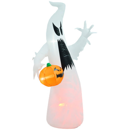 US Local HOMCOM 5.9 Halloween Inflatable Outdoor Decoration Ghost With Pumpkin, Blow Up LED Yard Decor For Garden, Lawn, Party, Holiday, Waterproof