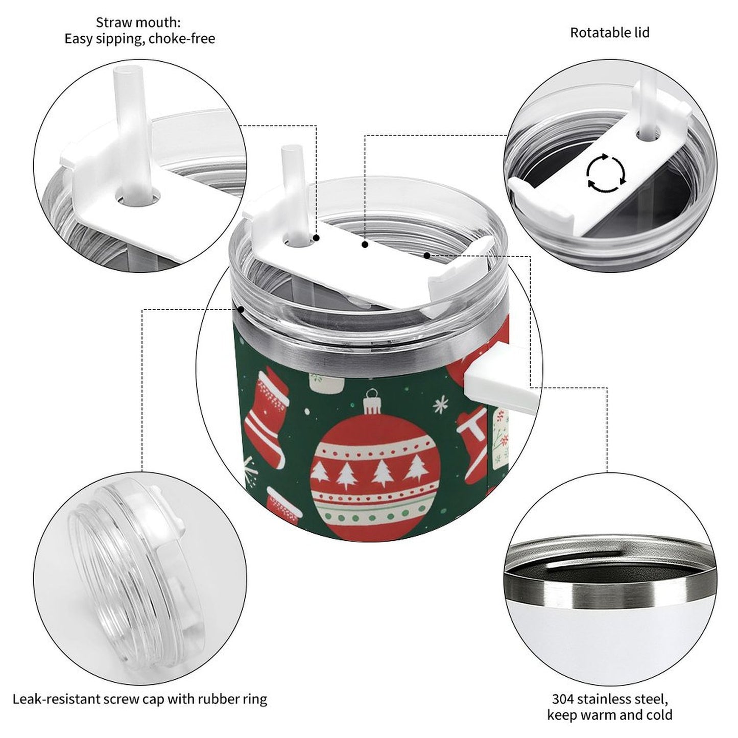 PHDT00130 POD US Local Tumbler 40 oz Large Capacity Car Cup Christmas Lights