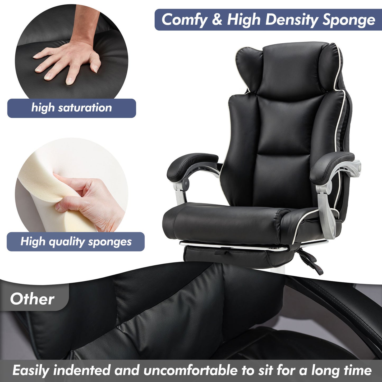 US Local Office Desk Chair With Foot Rest Tall And Big 300LB