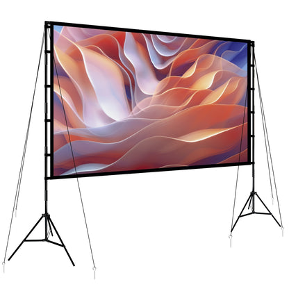 US Local 1Pc 120inch Or 100inch Projector Screen With Stand 16 9 4K HD Rear Front Wrinkle Free Portable And Foldable Movie Screen With Carry Bag For Indoor Outdoor Home Theater Backyard Cinema