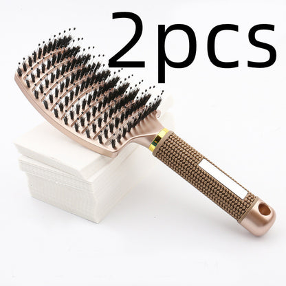 Large Curved Comb Hairbrush Boar Bristles Massage Comb Curly Hair Multifunctional Hair Brush