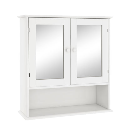 US Local Bathroom Wall Cabinet With Doule Mirror Doors And Shelvs
