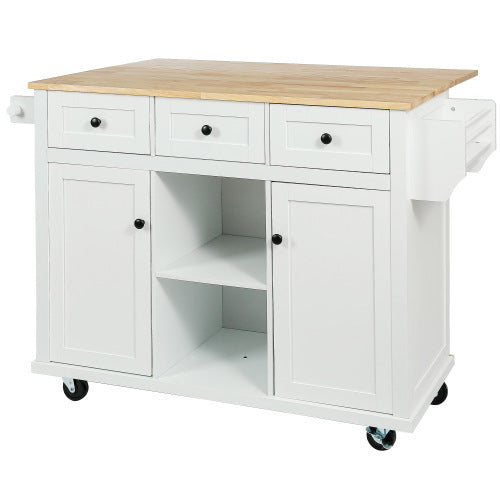 US Local Kitchen Trolley With Rubberwood Folding Leaf Countertops