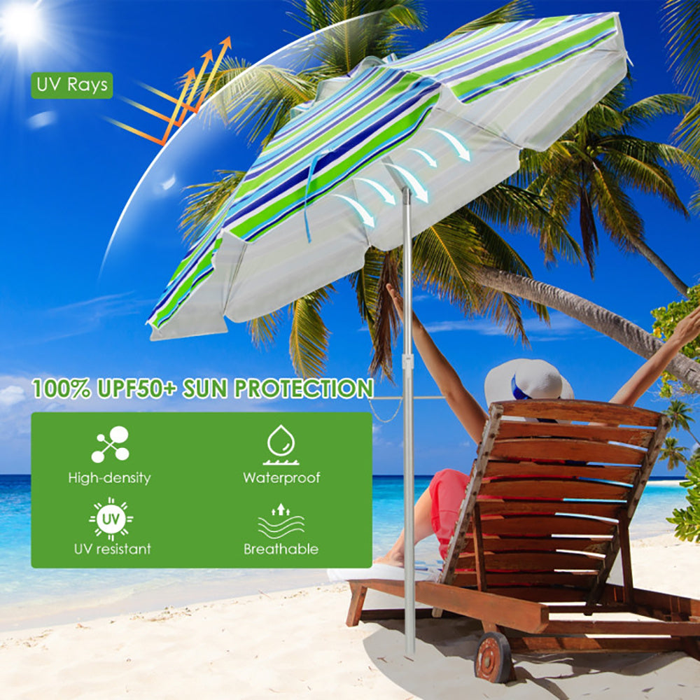 US Local 6.5 Feet Beach Umbrella With Carry Bag Without Weight Base