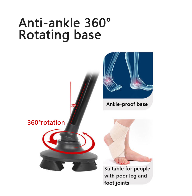 UK Local Adjustable Walking Stick Cane With LED Flashlight SOS Alarm Button For Senior Travel Hiking Trekking Pole Folding Crutch Handle Strap 5 Gears