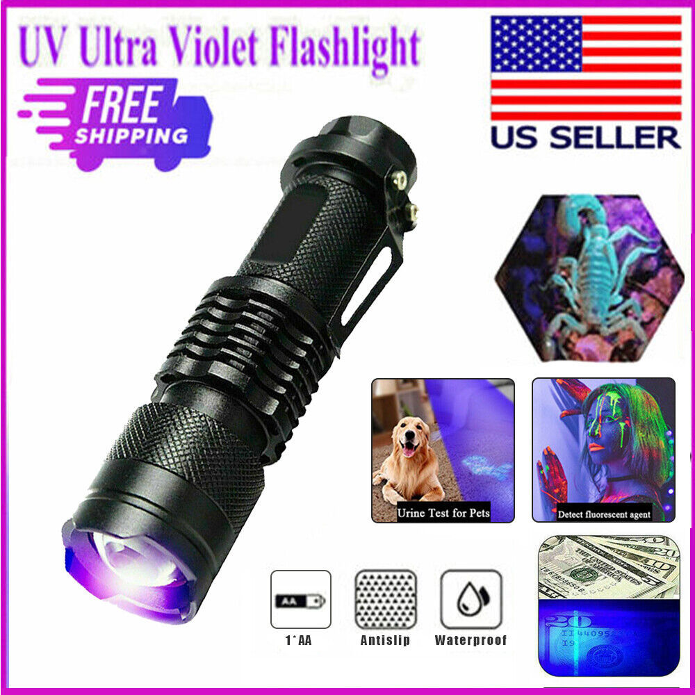 US Local UV Ultra Violet Flashlight Handheld Blacklight Small Flashlight 395nm Mini Light Inspection Lamp Pen Torch Detector For Dog Pet Urine Stains, Bed Bugs And Scorpions
