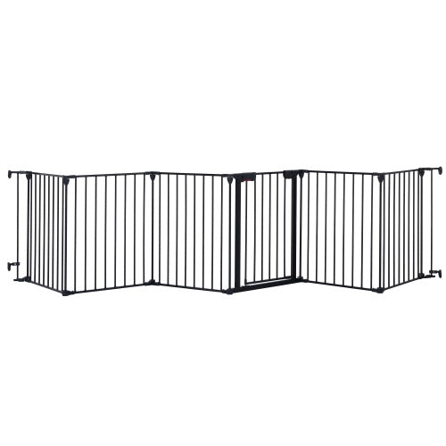 US Local 150 Adjustable Safety Gate 6 Panels Play Yard Metal Doorways Fireplace Fence Christmas Tree Fence Gate For House Stairs Gate Prohibited Area Fence