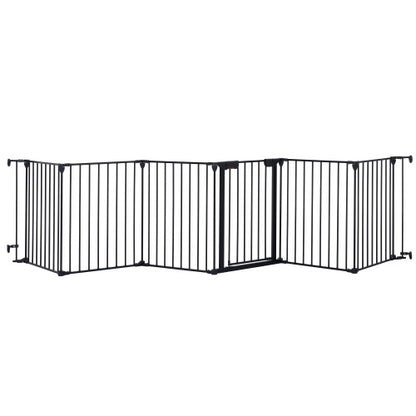US Local 150 Adjustable Safety Gate 6 Panels Play Yard Metal Doorways Fireplace Fence Christmas Tree Fence Gate For House Stairs Gate Prohibited Area Fence