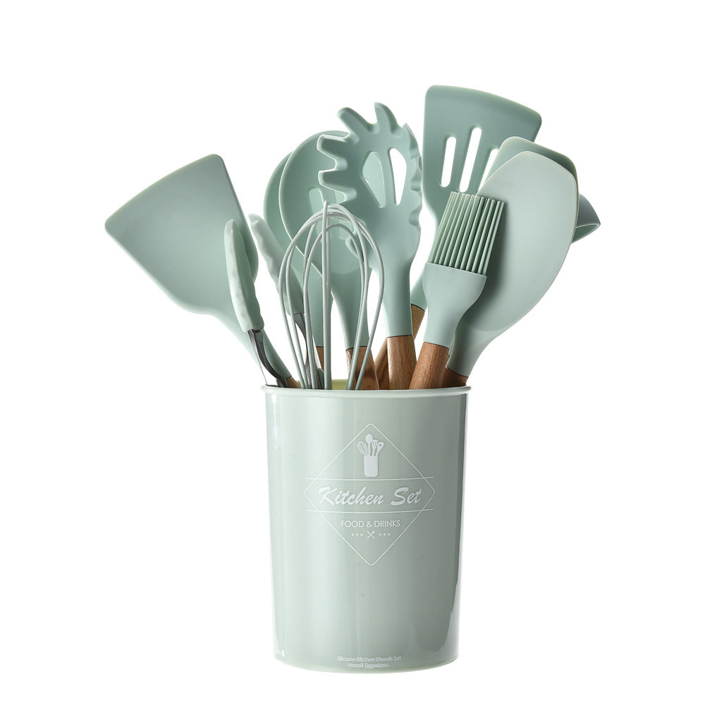 US Local Silicone Kitchenware With Wooden Handle