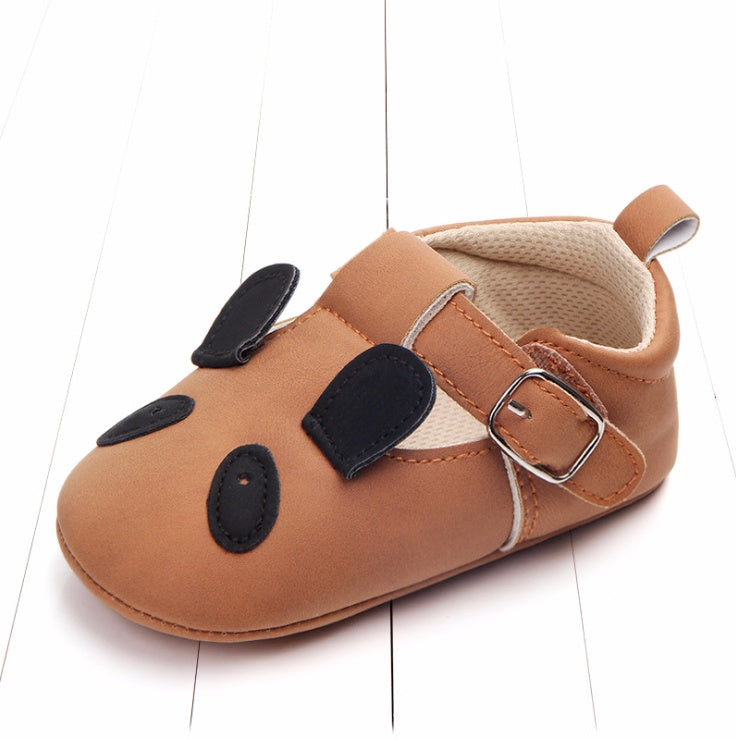 US Local Spring and autumn cartoon animal baby shoes matte leather non-slip soft bottom