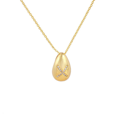 Glossy Water Drop 26 English Letter Pendant Copper-plated Gold Simple Pendant Female