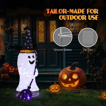 US Local 4ft Ghost Lighted Outdoor Halloween Decorations