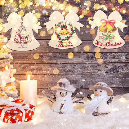 US Local 20 PCS,40 PCS Unfinished Paintable Blank Wooden Christmas Festival Decoration Ornaments 5 Designs Xmas Tree Hanging Wood Slices DIY Art Crafts For Christmas Party Decoration