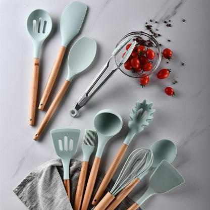 US Local Silicone Kitchenware With Wooden Handle
