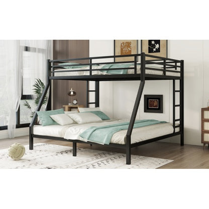 US Local Metal Queen Over King Bunk Bed For Teens And Adults,Space-Saving Noise Reduced No Box Spring Needed, Black