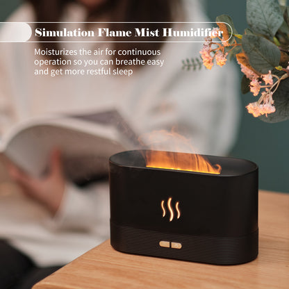 Aroma Diffuser With Flame Light Mist Air Humidifier Aromatherapy Diffuser With Waterless Auto-Off Protection For Spa Home Yoga Office