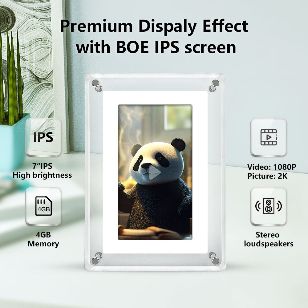 US Local 7 Inch 4GB IPS Screen Video Acrylic Portaretratos Digitales Digital Photo Picture Wifi Frame Signage Racks