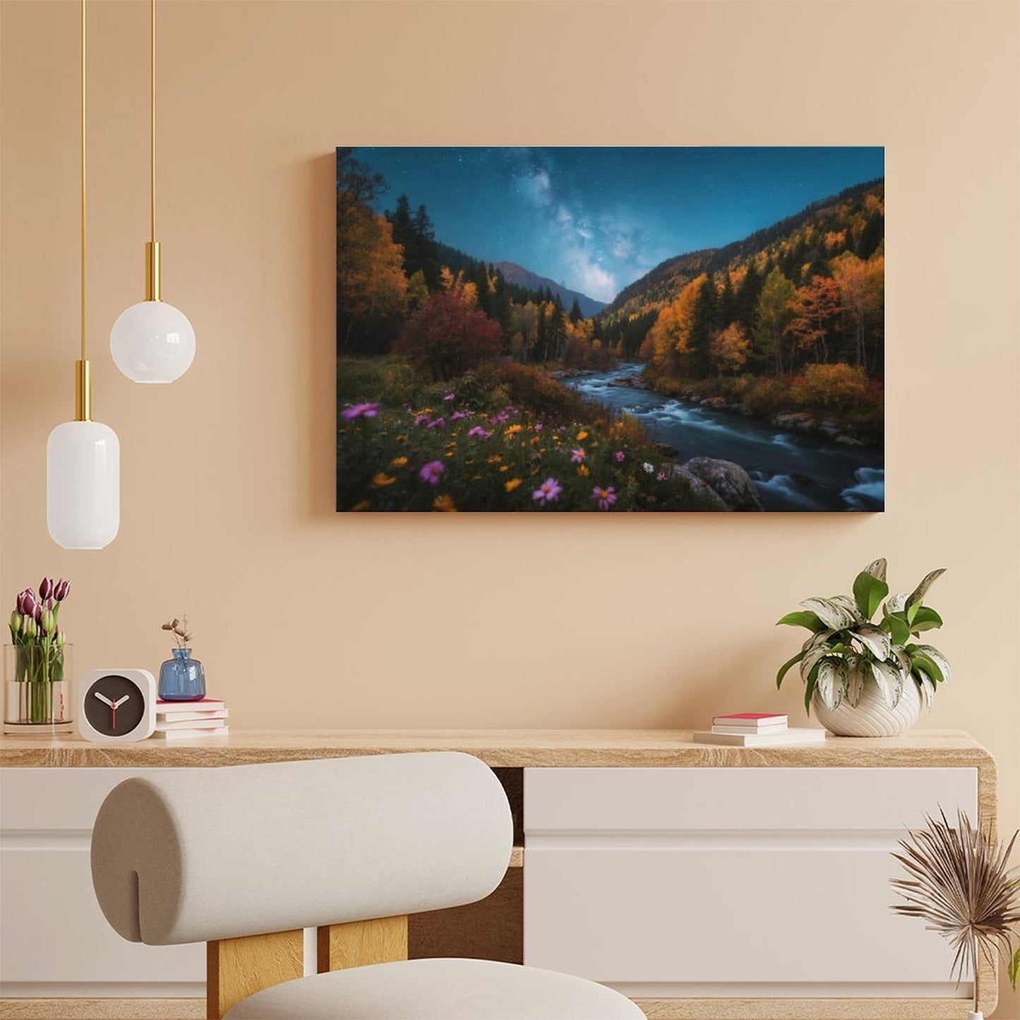 Decorative Interior Frame Painting Mountain-river-starry-autumn-6