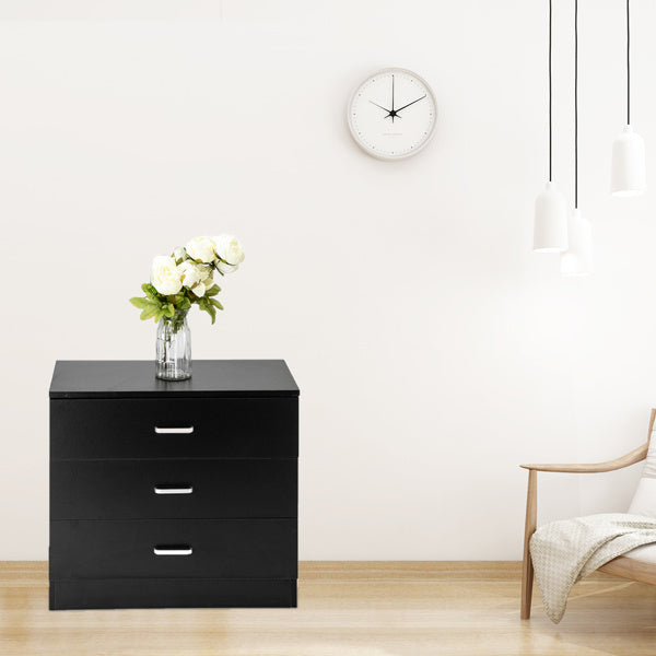 US Local 3 Drawers Bedside Table Black