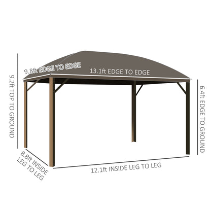 US Local 10x13 Gray Hardtop Gazebo With Steel Roof Curtains Netting Pavilion Ceiling Hook For Patio Garden