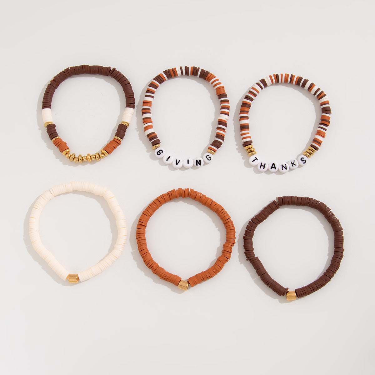 Thanksgiving Maple Leaf Acrylic  Creative Handmade Polymer Clay Beaded Bracelet Suit