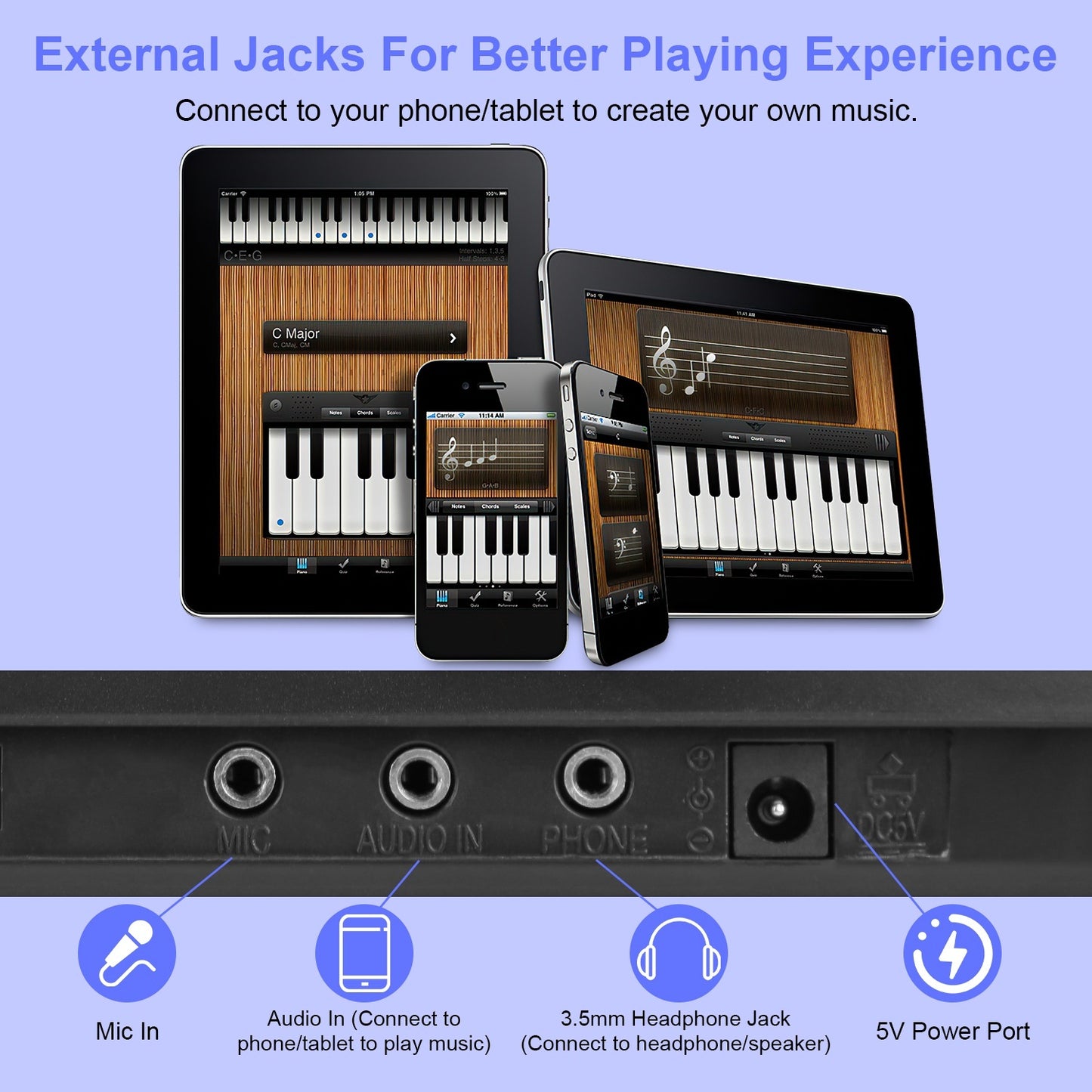 US Local 3 Types Options -- 1Pc 61 Keys Digital Music Keyboard Electric Piano Electronic Musical Instrument Kids Learning Keyboard With Microphone Stand For 3-12 Year Old Kids Girls Boys