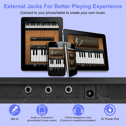 US Local 3 Types Options -- 1Pc 61 Keys Digital Music Keyboard Electric Piano Electronic Musical Instrument Kids Learning Keyboard With Microphone Stand For 3-12 Year Old Kids Girls Boys