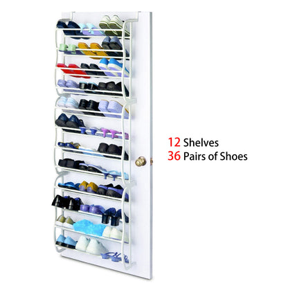 US Local 36 Pairs Over-The-Door Shoe Rack 12 Layers Wall Hanging Closet Shoe Organizer Storage Stand