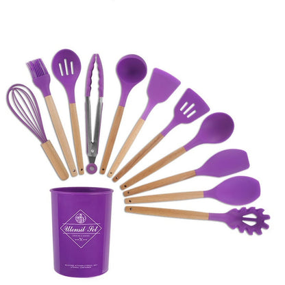 US Local Silicone Kitchenware With Wooden Handle