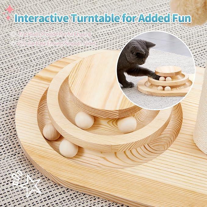 US Local Mushroom Sisal Rope 2 In 1 Wooden Interactive Ball Track Ball Cat Scratching Post Cat Scratching Board
