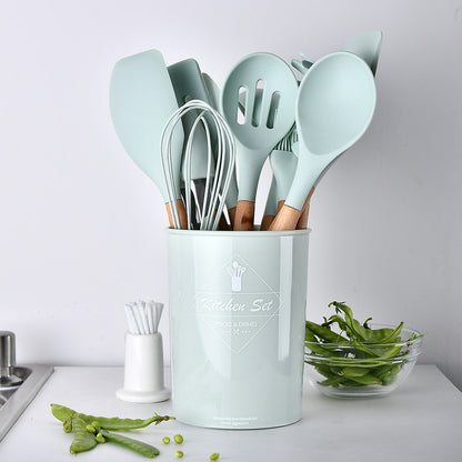 US Local Silicone Kitchenware With Wooden Handle