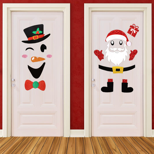 US Local 2PCS Christmas Felt Door Stickers Decoration
