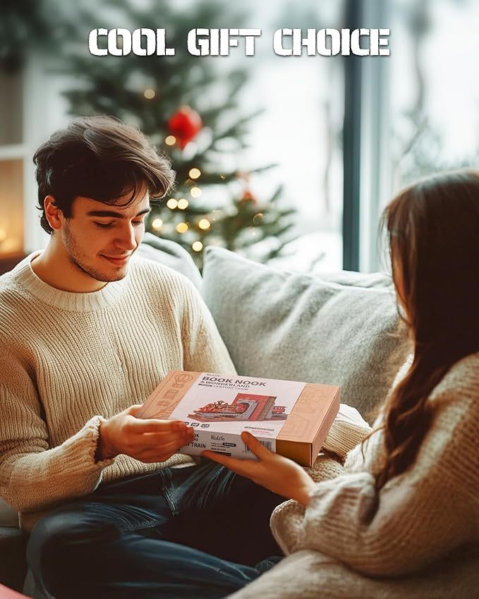 US Local ROBOTIME Book Nook Book Ends Kits Century Train DIY Booknook 3D Wooden Puzzle Model Kit Bookend Bookshelf Decoration Gifts For Adults Kids Teens