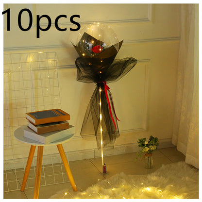 US Local LED Luminous Balloon Rose Bouquet Transparent Bobo Ball Rose