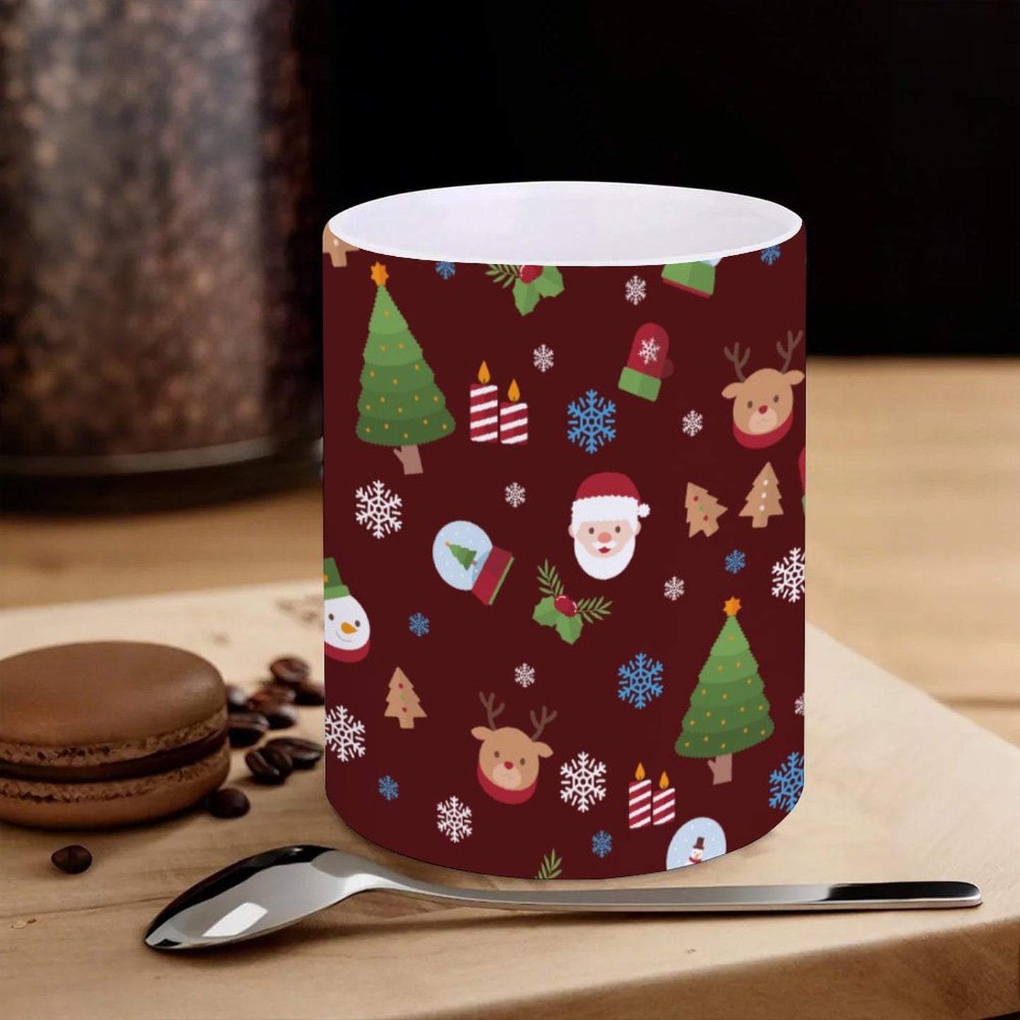 POD US Local White mug with full print, Christmas Tree Santa Claus 0055