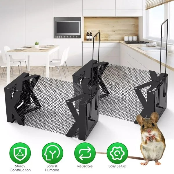 US Local Humane Mouse Trap Cage, Non-Lethal No ElectricityGlueChemicals, Heavy Duty 1.15mm Metal