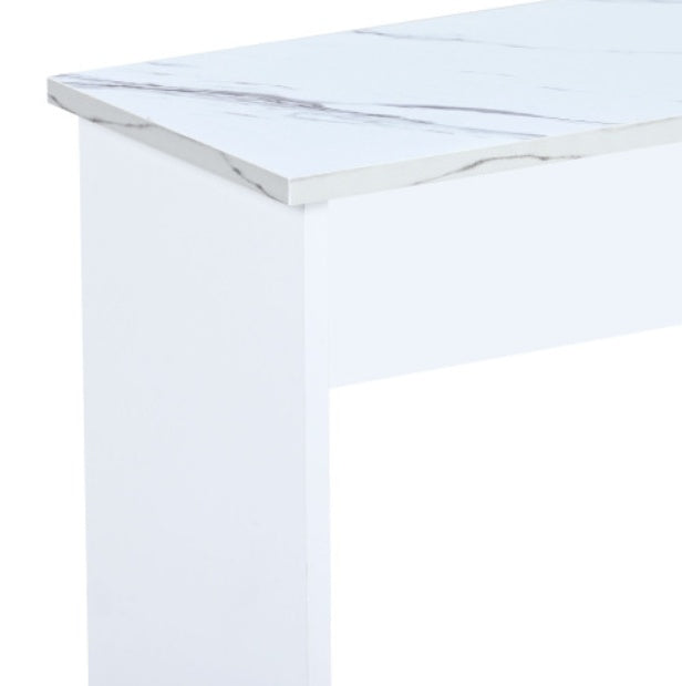 UK Local Dining Table With 2 Benches Dining Table Set For Kitchen, Dining Room, Small Space Artificial Marble White