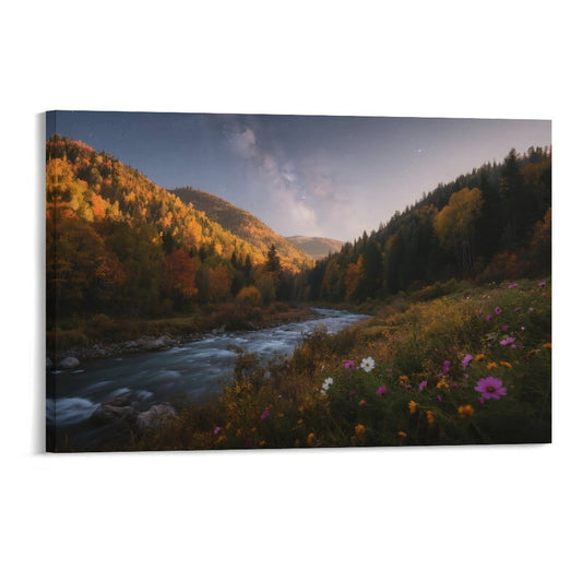Decorative Interior Frame Painting Mountain-river-starry-autumn-2