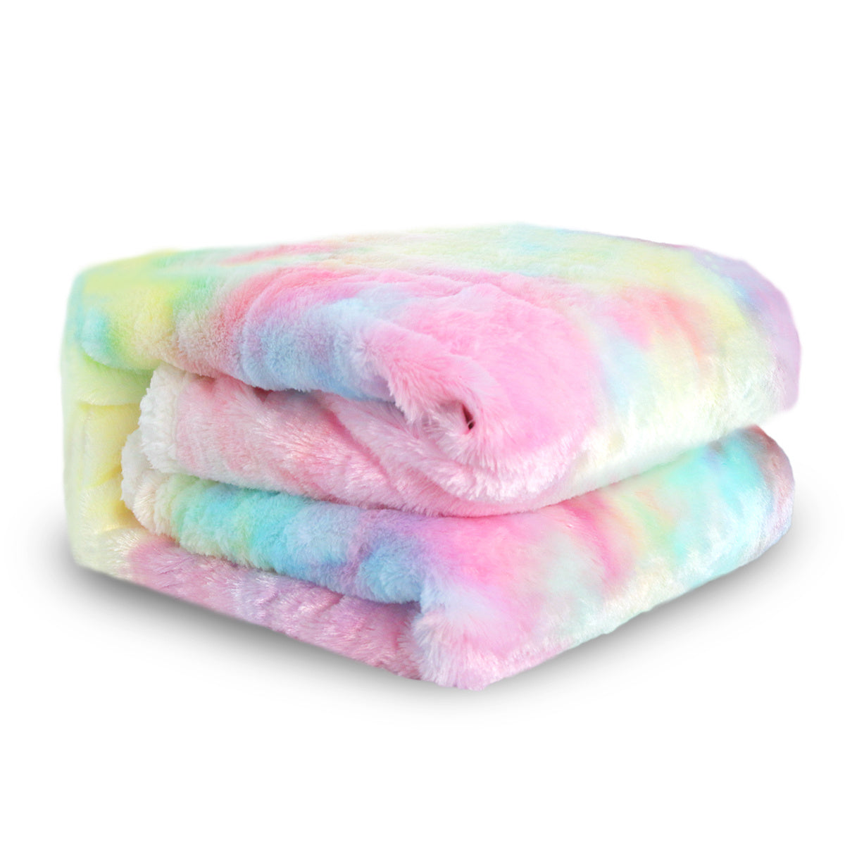 US Local 1 Piece Shaggy Blanket Plush Faux Fur Blanket For Bed Sofa Ultra Soft Luxury Sherpa Blanket Rainbow Colorful  Blanke