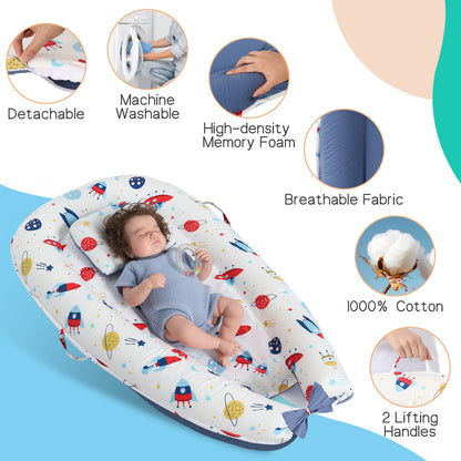 US Local Baby's Crib pure Cotton Sleeve , High-grade Memory Foam, Inner Core, Detachable, Easy To Clean, Easy To Carry