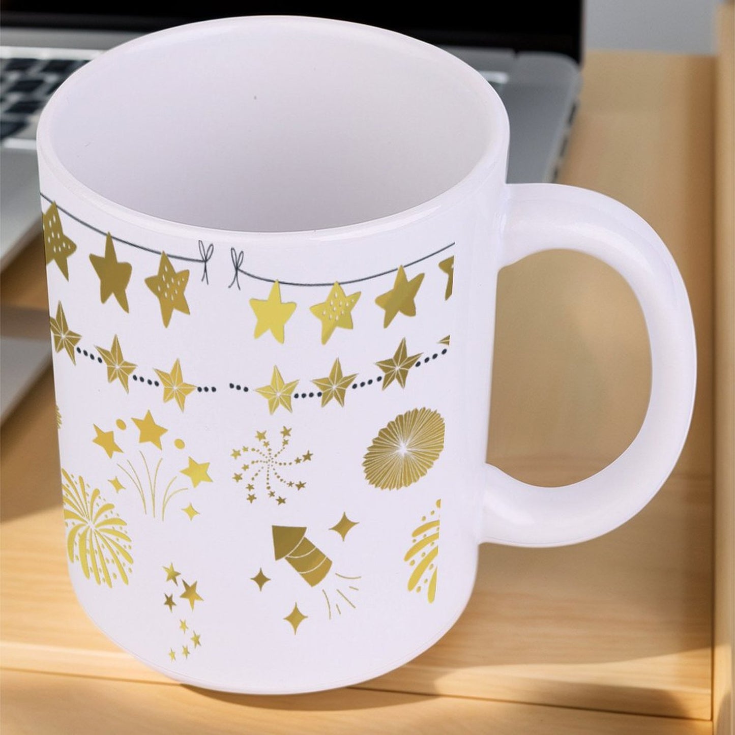 POD US Local White mug with full print, Christmas Gold 0022