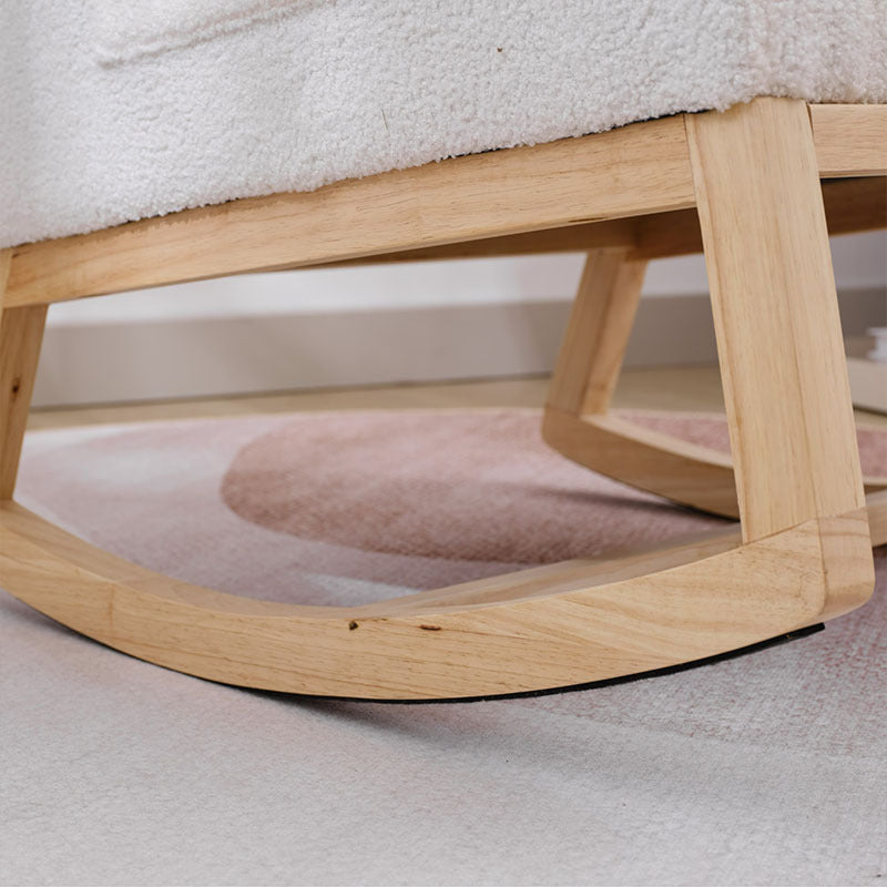 US Local Modern Accent Rocking Chair Rocking Chair With Solid Wood Legs, Upholstered Nursery Glider Rocker, Comfy Armchair With Side Pocket, Living Room Lounge Arm Chair With High Backrest