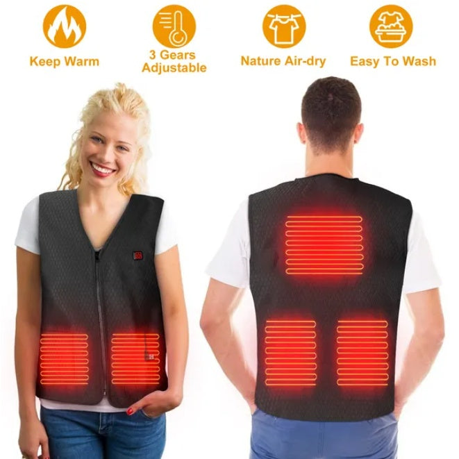 US Local Adjustable USB Heated Warm Jacket Vest