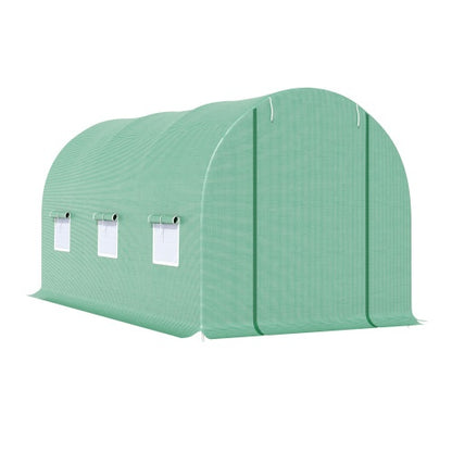 US Local Outsunny 15X 6 X 7 Walk-in Tunnel Greenhouse Garden Plant Growing House With Door And Ventilation Window, Green