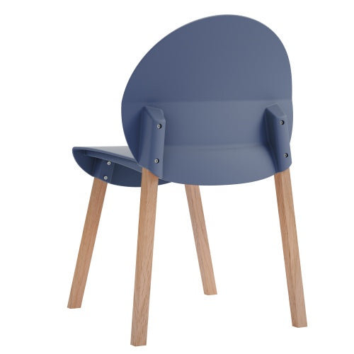 US Local 4-Pack Grey Blue Chairs Red Oak Wood Legs & PP Seat, Indoor Dining & Living Room Furniture Set