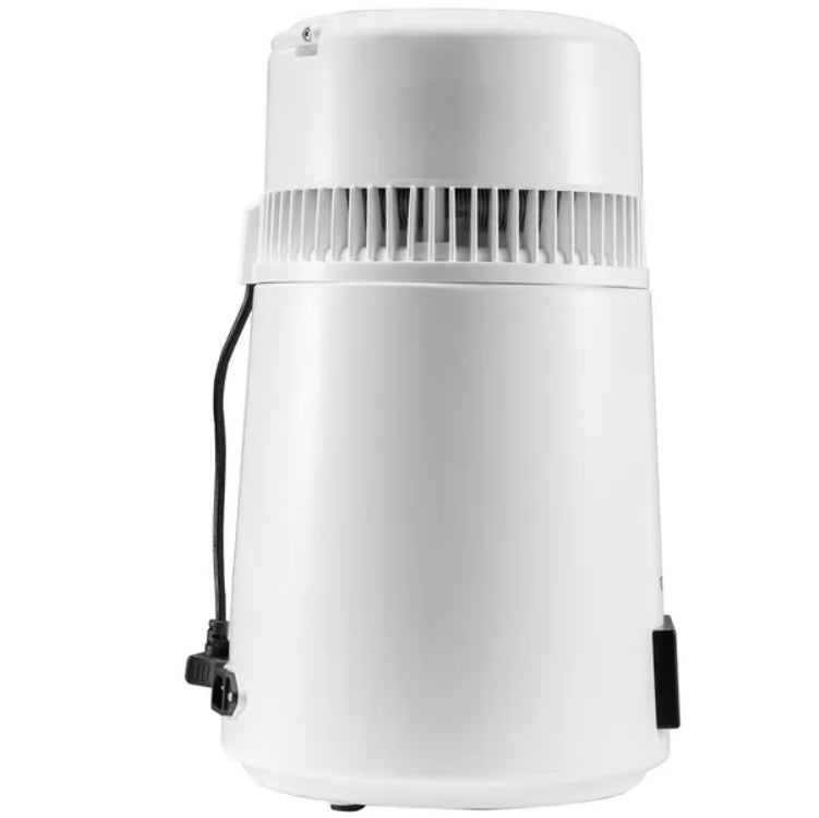 US Local VEVOR 1.1Gal Water Distiller, 0.3Gal H, 750W Distilled Water Maker Machine 0-99H Timing Set Temp Display, 304 Stainless Steel Countertop Distiller Plastic Carafe Cleaning Powder 3 Carbon Packs, White