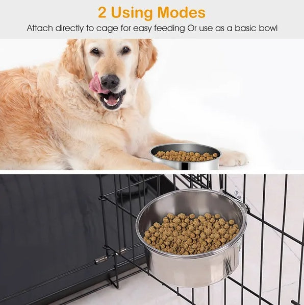 US Local Tainless Steel Dog Bowl Pets Hanging Food Bowl Detachable Pet
