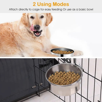 US Local Tainless Steel Dog Bowl Pets Hanging Food Bowl Detachable Pet